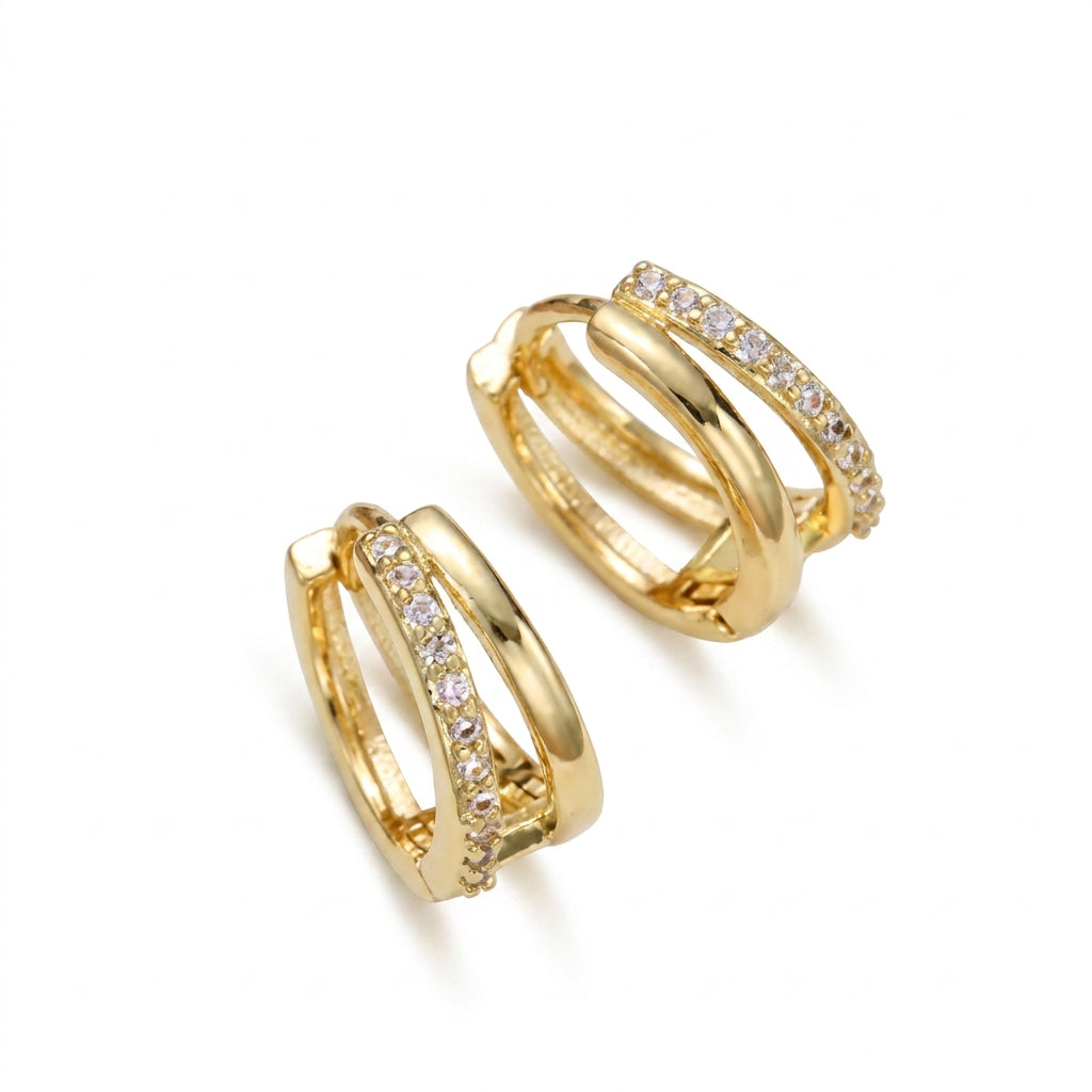 No.P004 DOUBLE RING HOOP EARRINGS