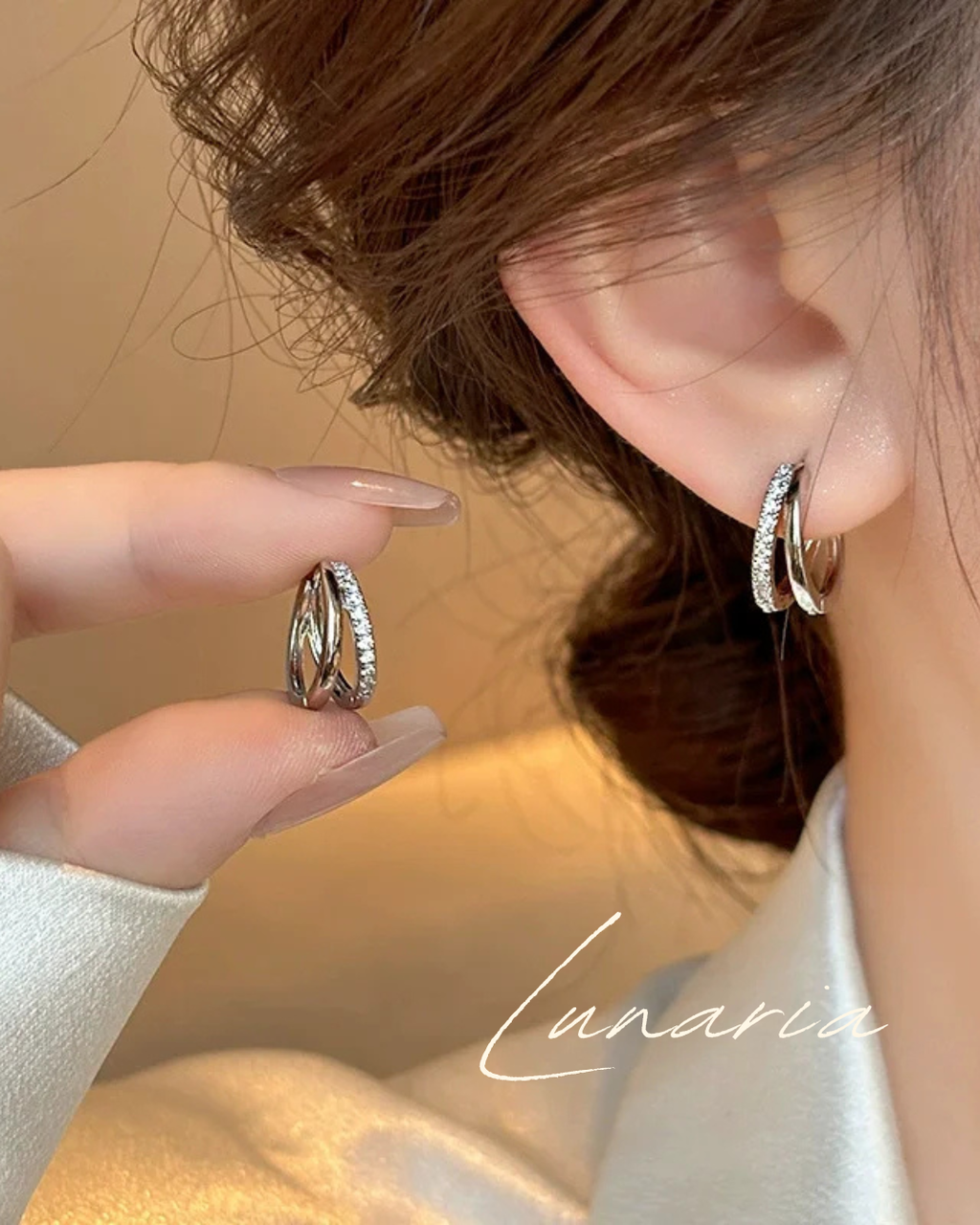 No.P004 DOUBLE RING HOOP EARRINGS