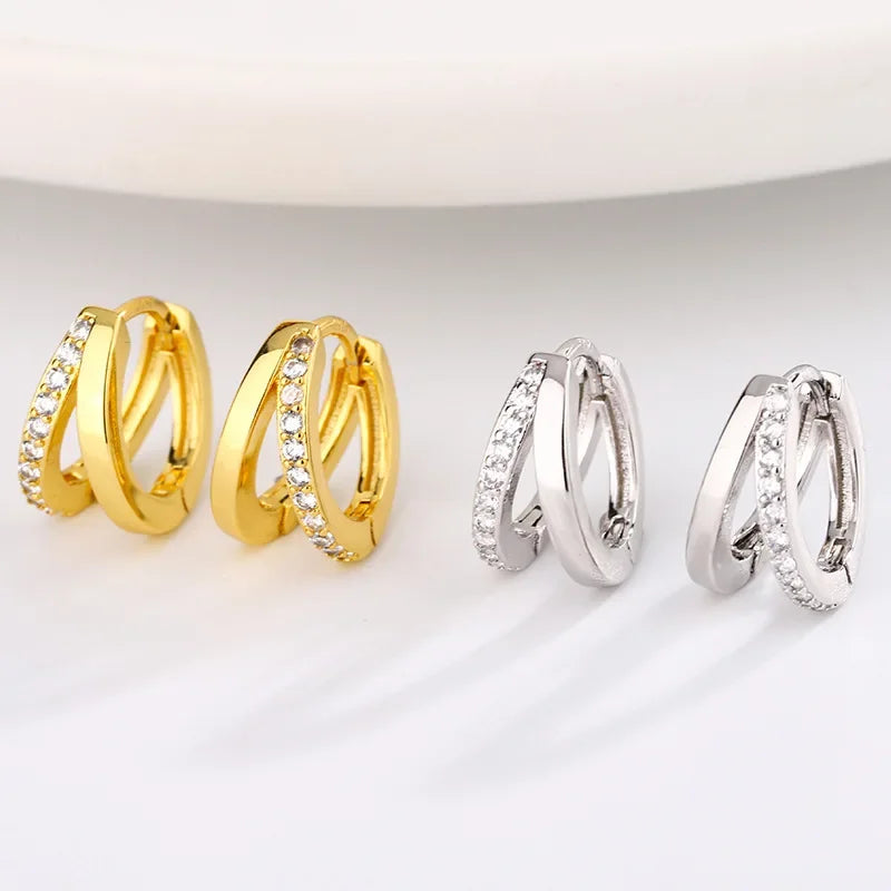 No.P004 DOUBLE RING HOOP EARRINGS
