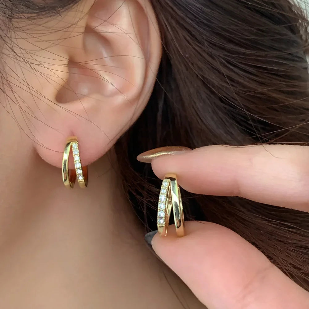 No.P004 DOUBLE RING HOOP EARRINGS
