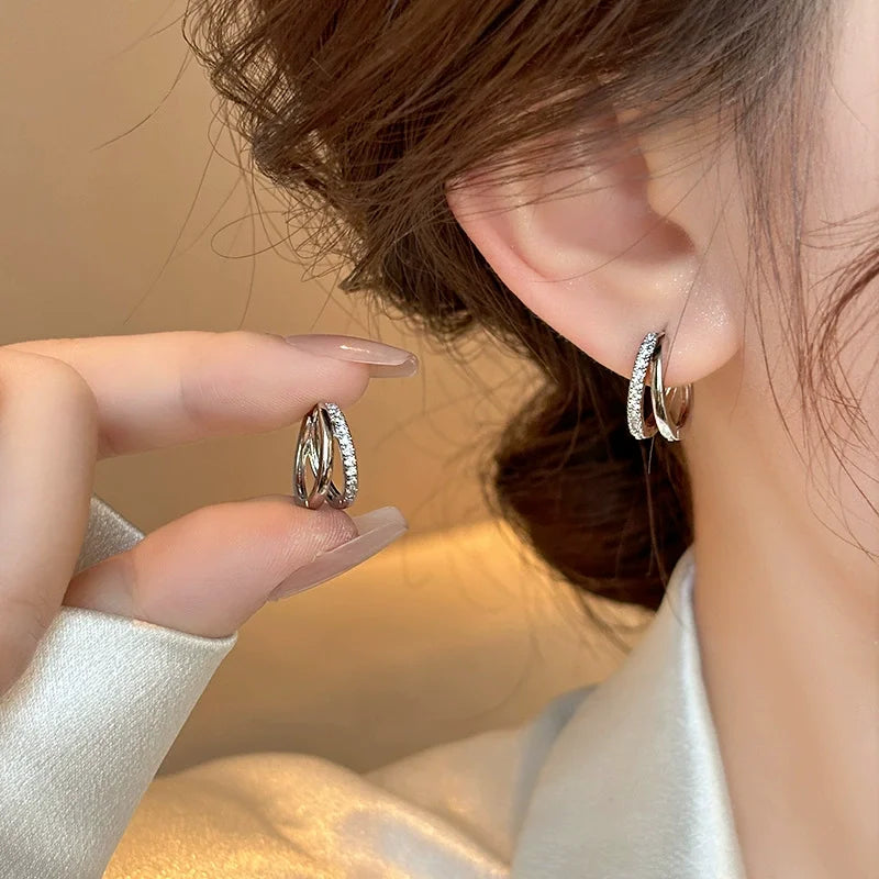 No.P004 DOUBLE RING HOOP EARRINGS