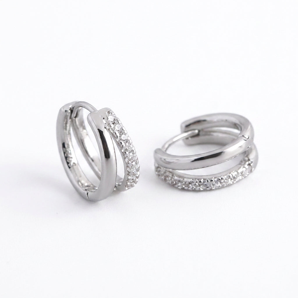No.P004 DOUBLE RING HOOP EARRINGS